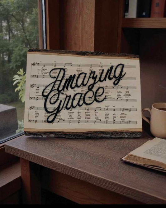 Amazing Grace wooden shelf sitter